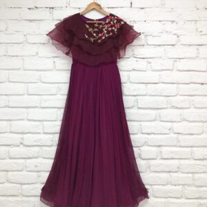 Burgundy Ruffled Gown