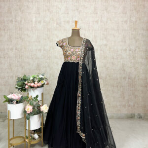 Mirror embellished black gown