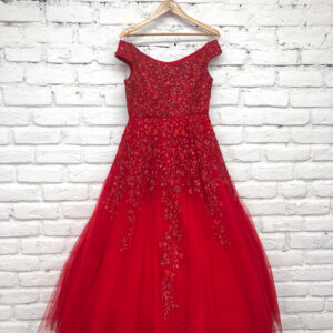 Red Off-sholder Gown