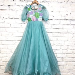 Aqua Floral Gown