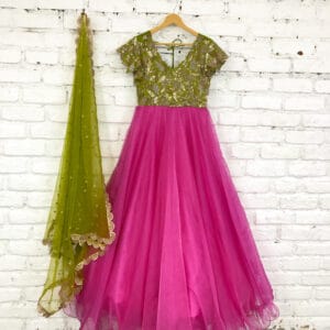 Blush and Emerald Gown