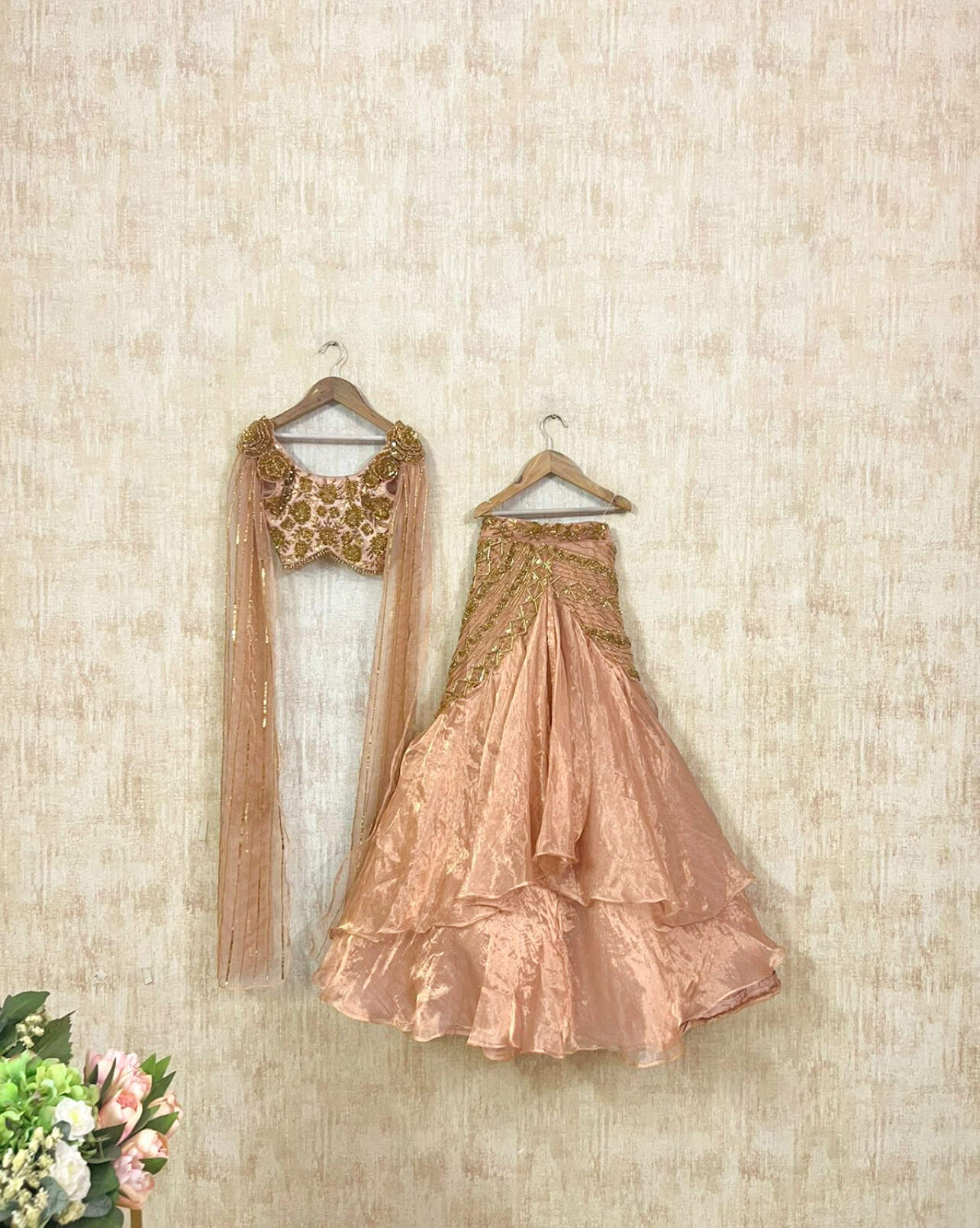 Golden Peach Lehenga