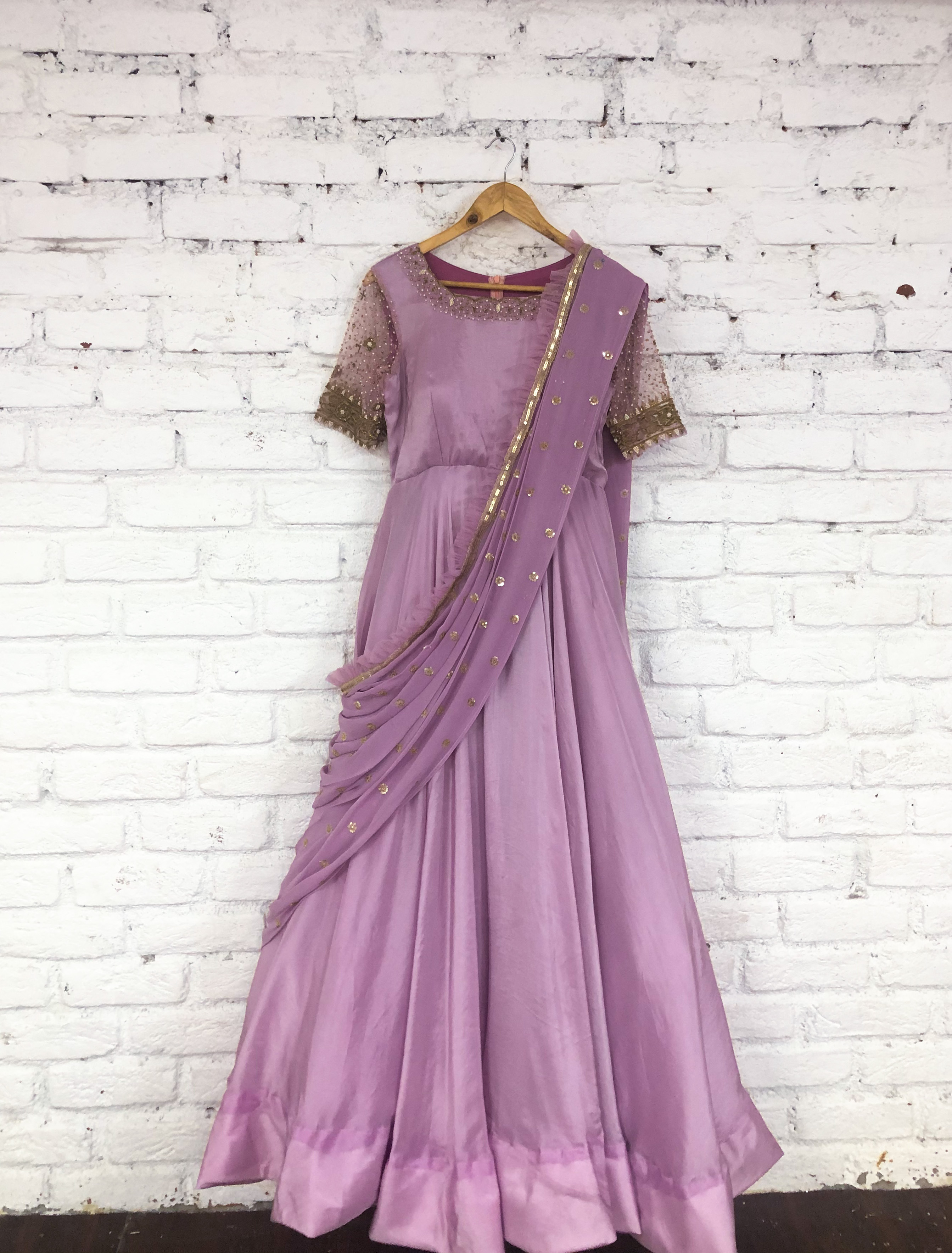 Pastel Lilac Pre-Draped Gown