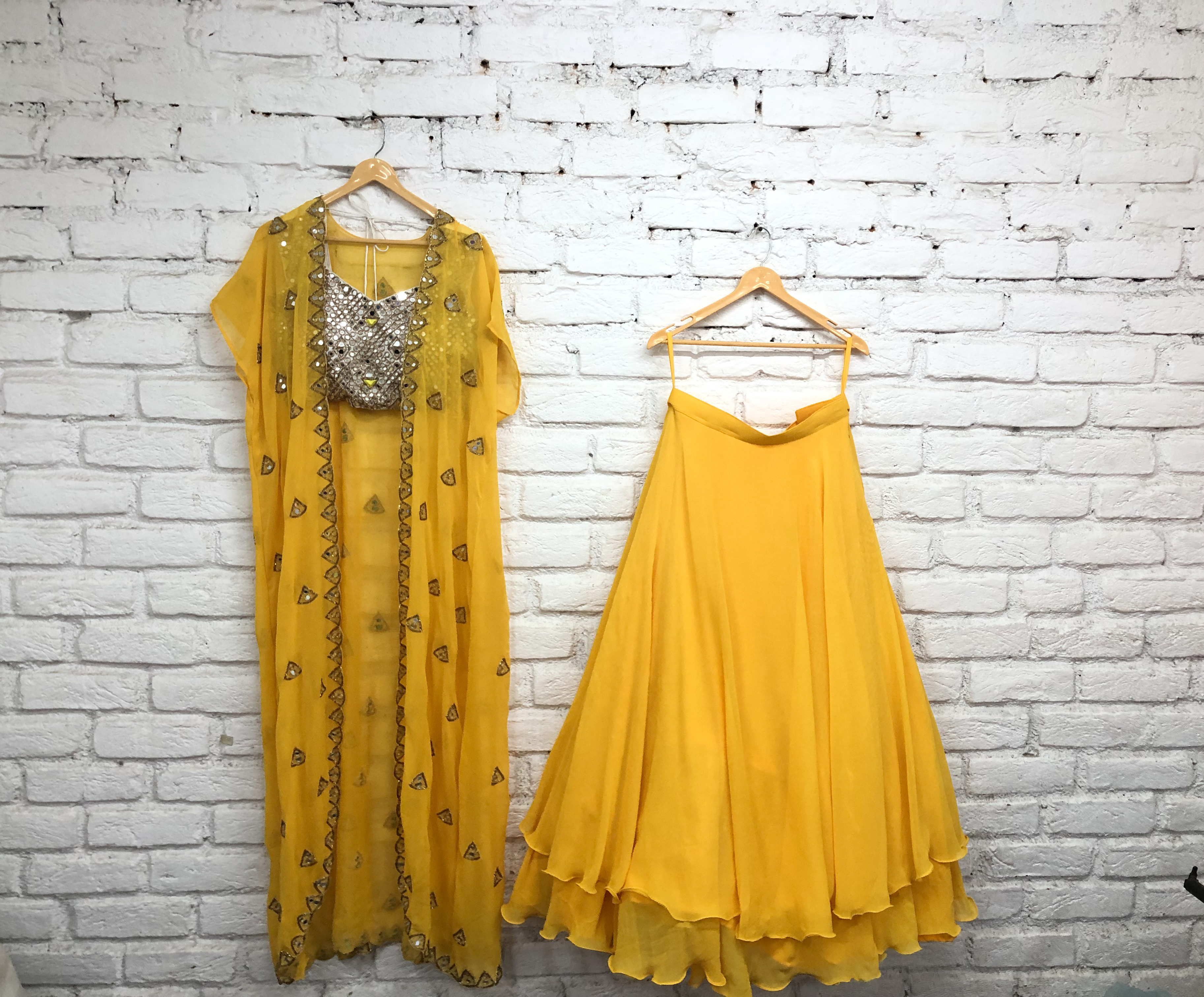 Yellow Cape and Skirt Set