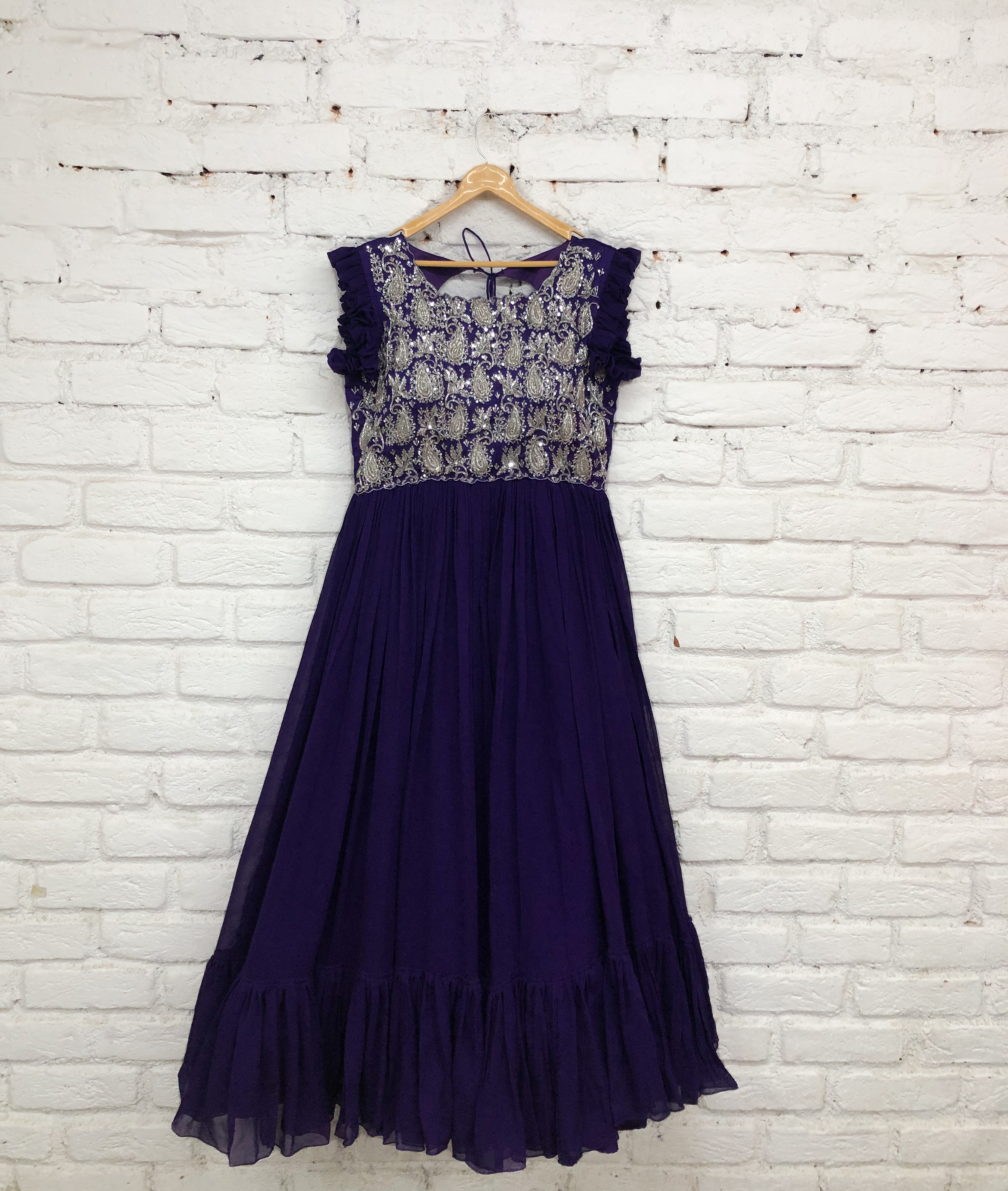 Dark Purple Embroidered Gown