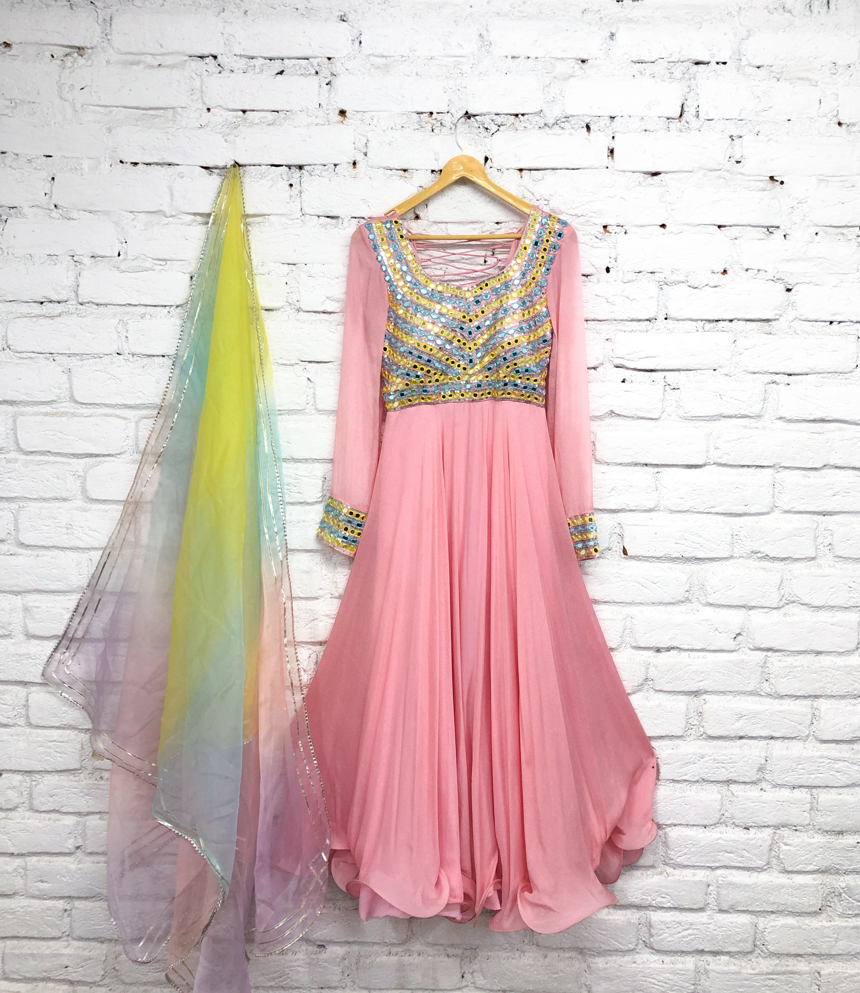 Rose Pink Gown with Embellished Bodice