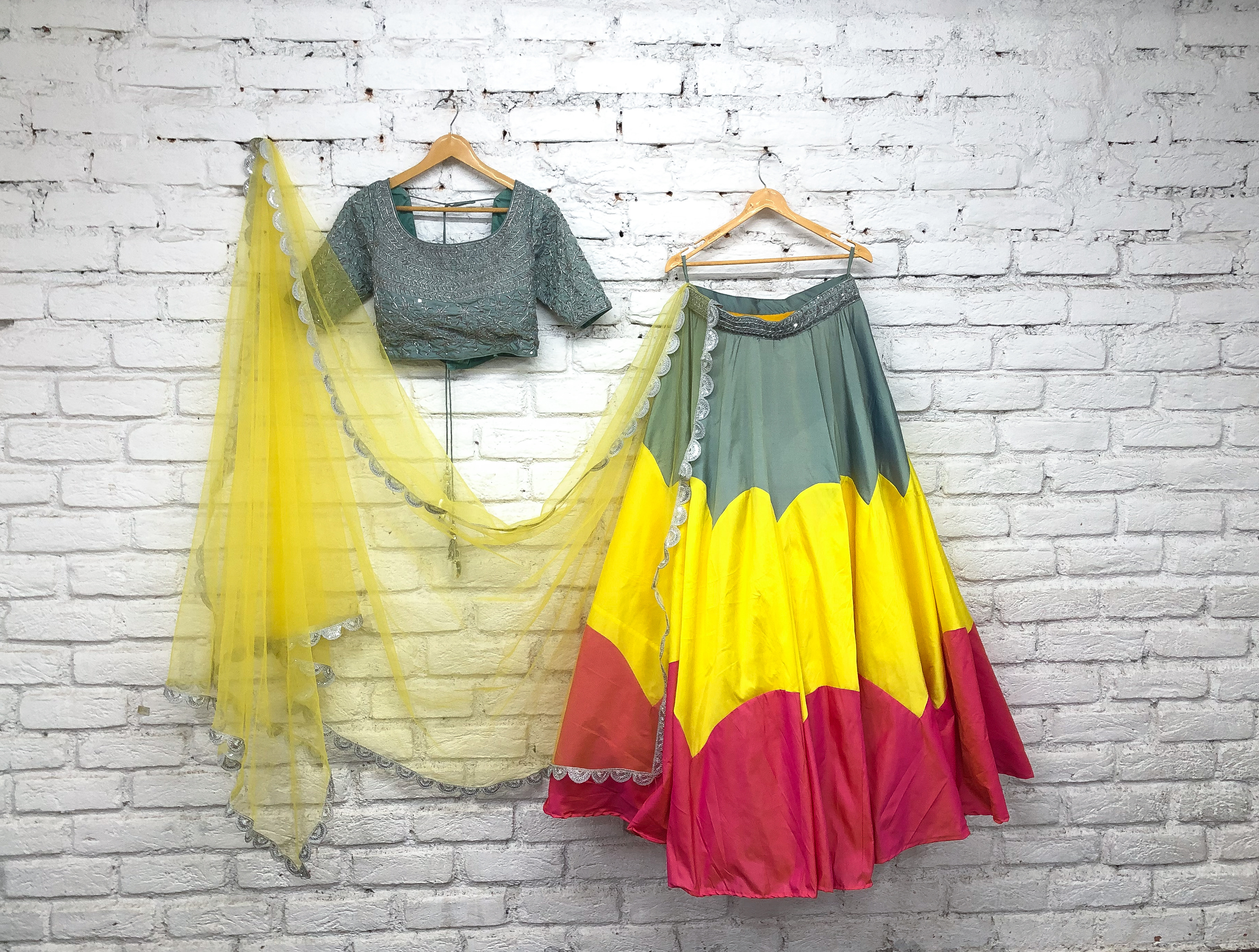 A Colour-blocked Lehenga Set