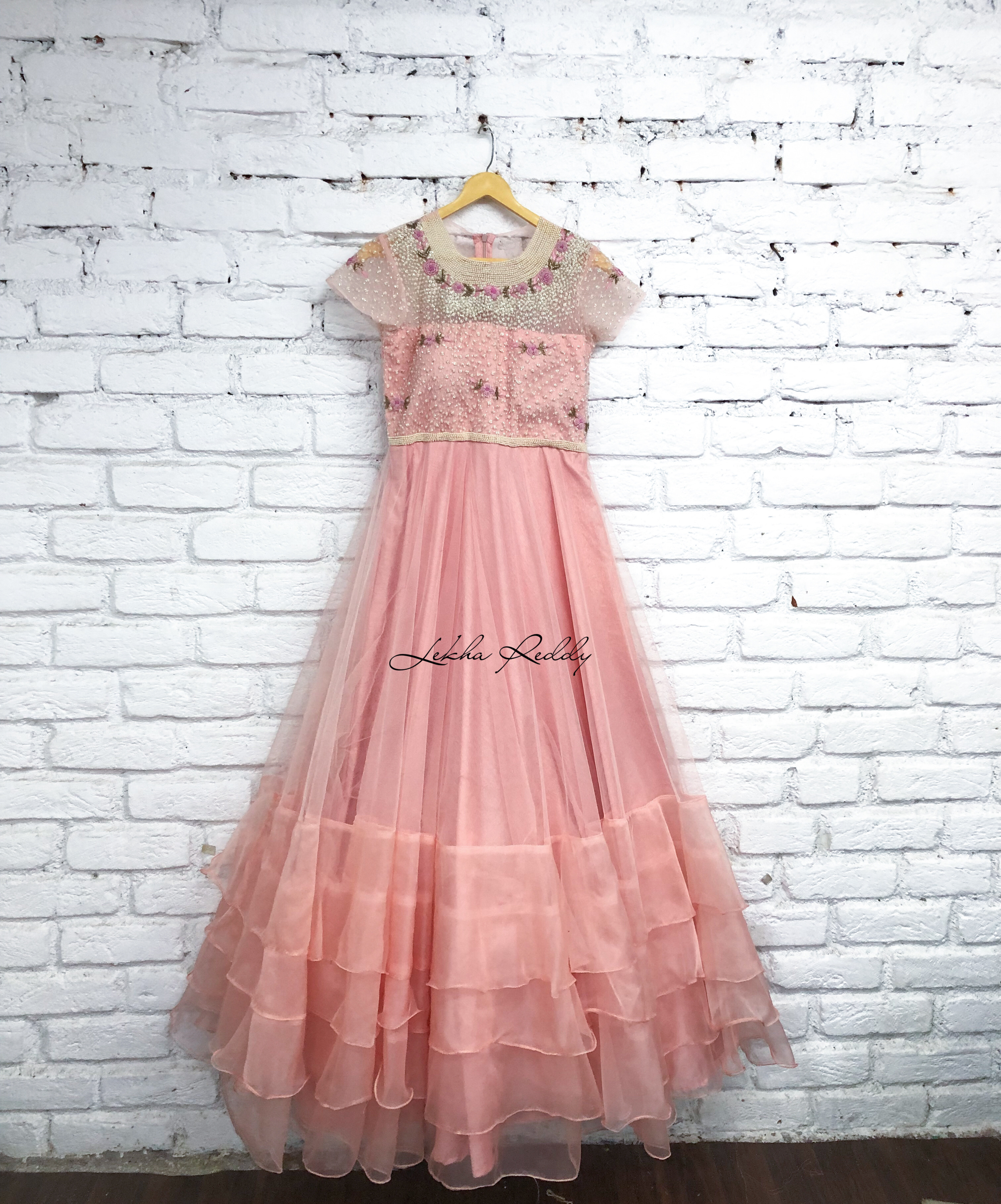 Peach and Blush Ruffled Gown