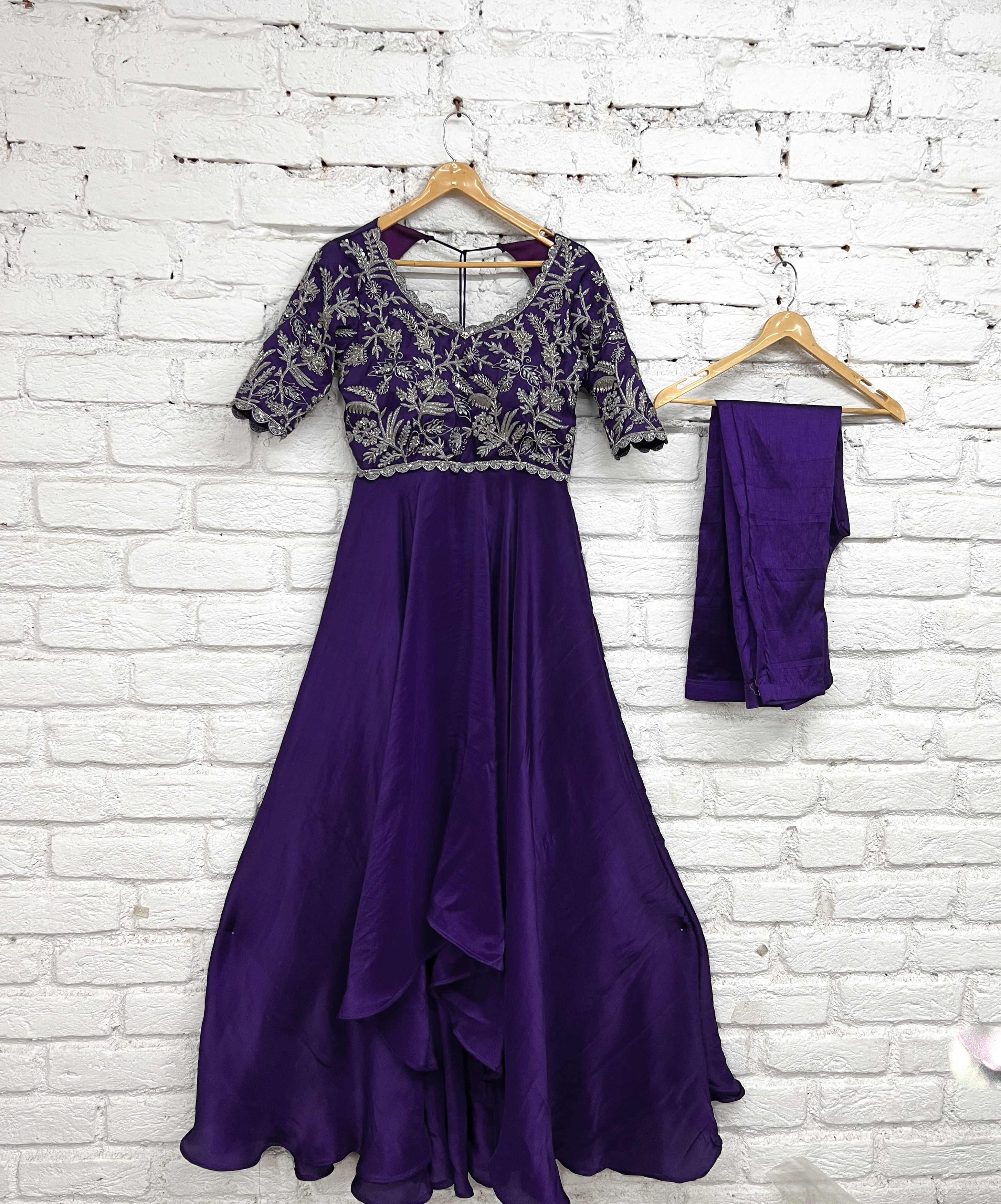Royal Purple Embroidered Gown Set