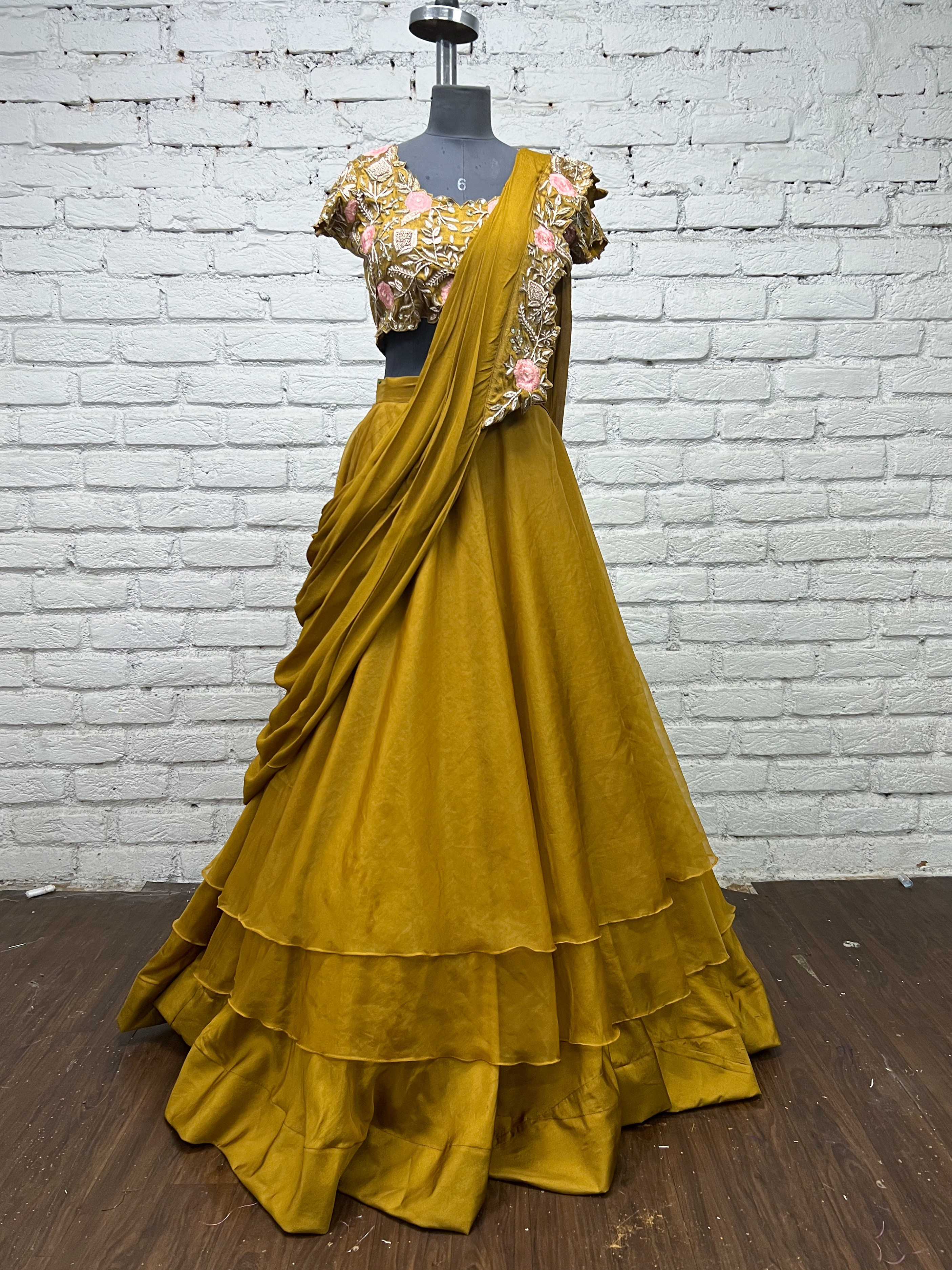 Mustard Yellow Ruffle Lehenga Set