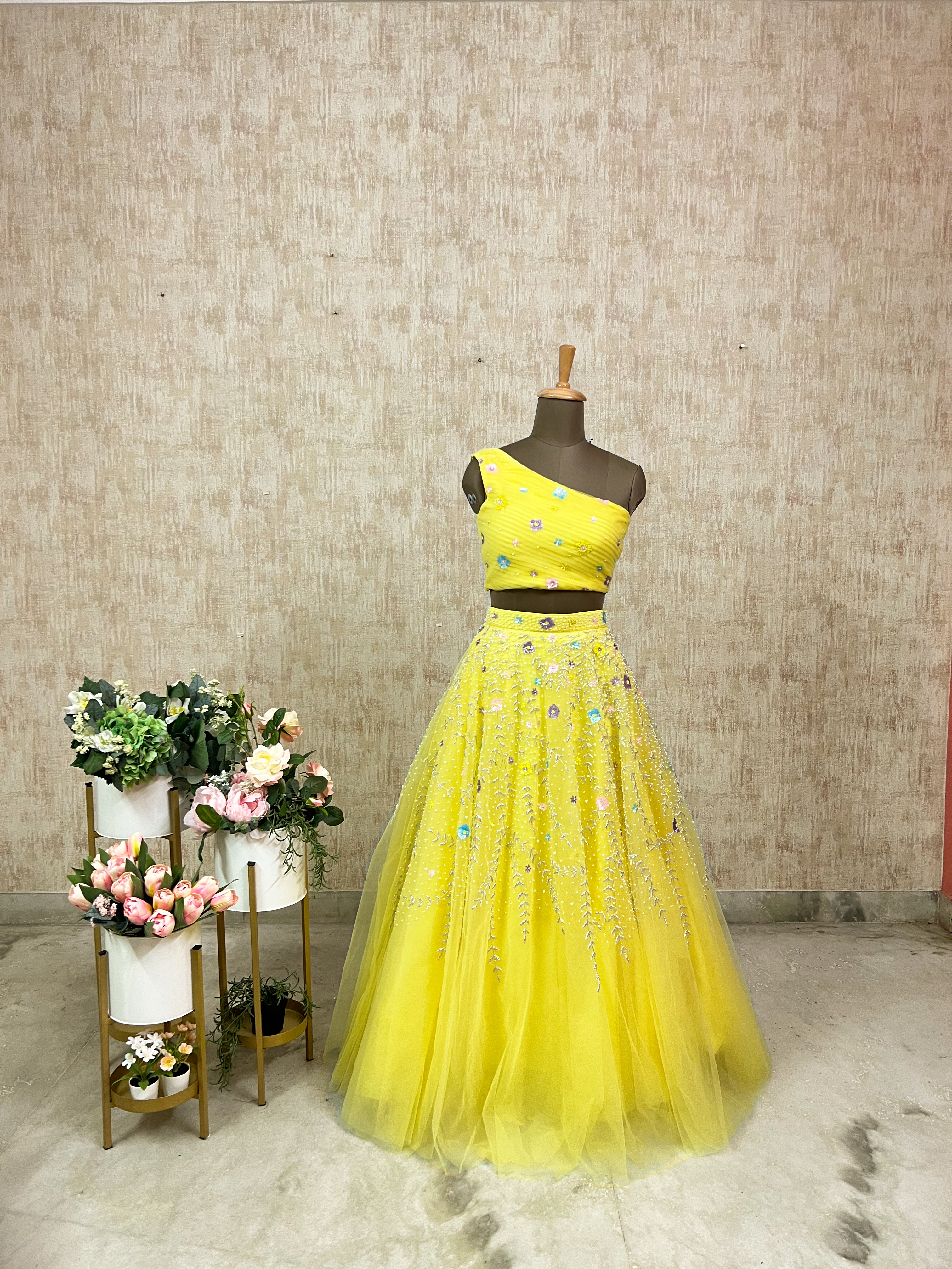 Radiant Yellow One-Shoulder Lehenga Set