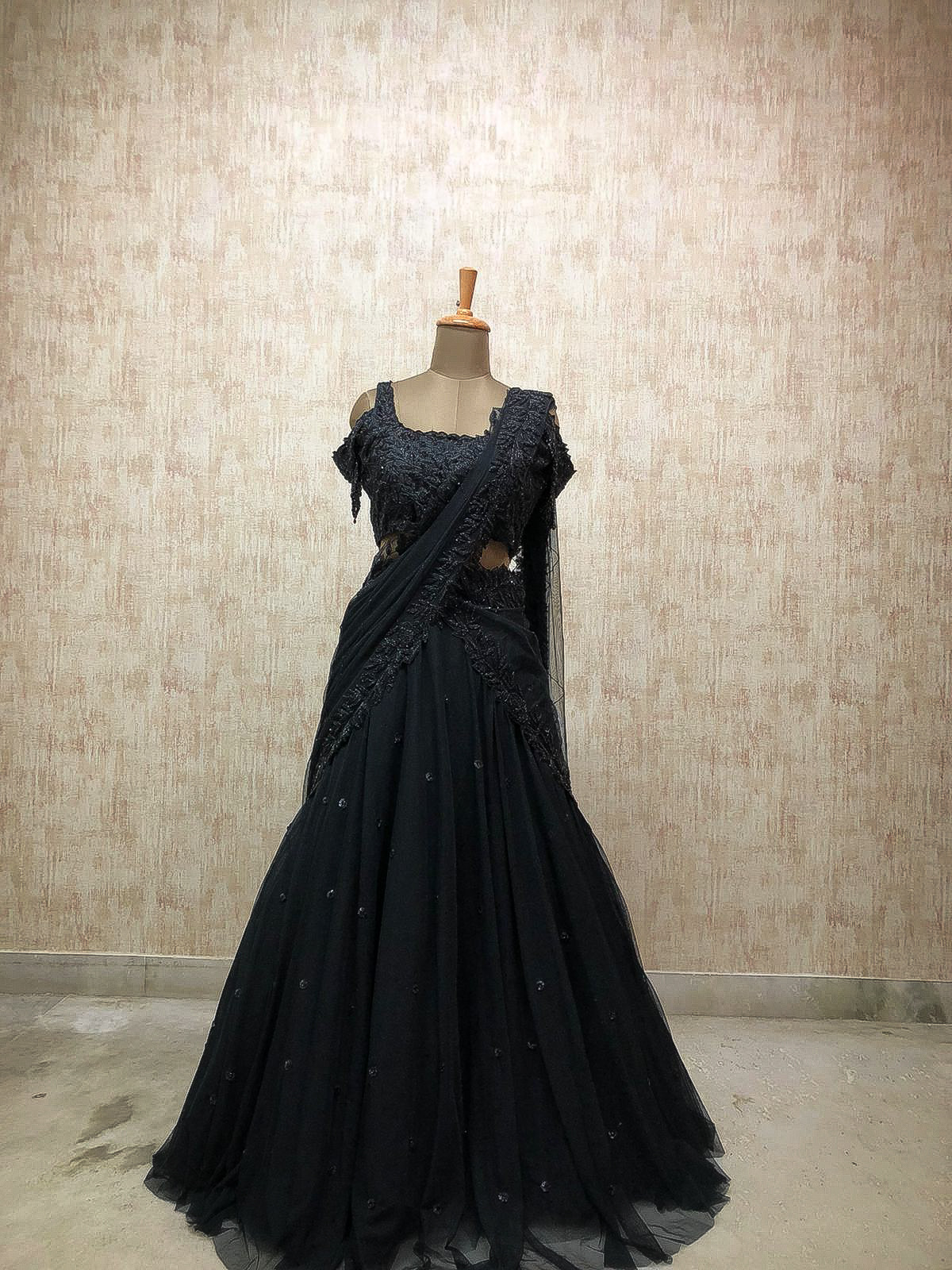 Black Embellished Lehenga Set