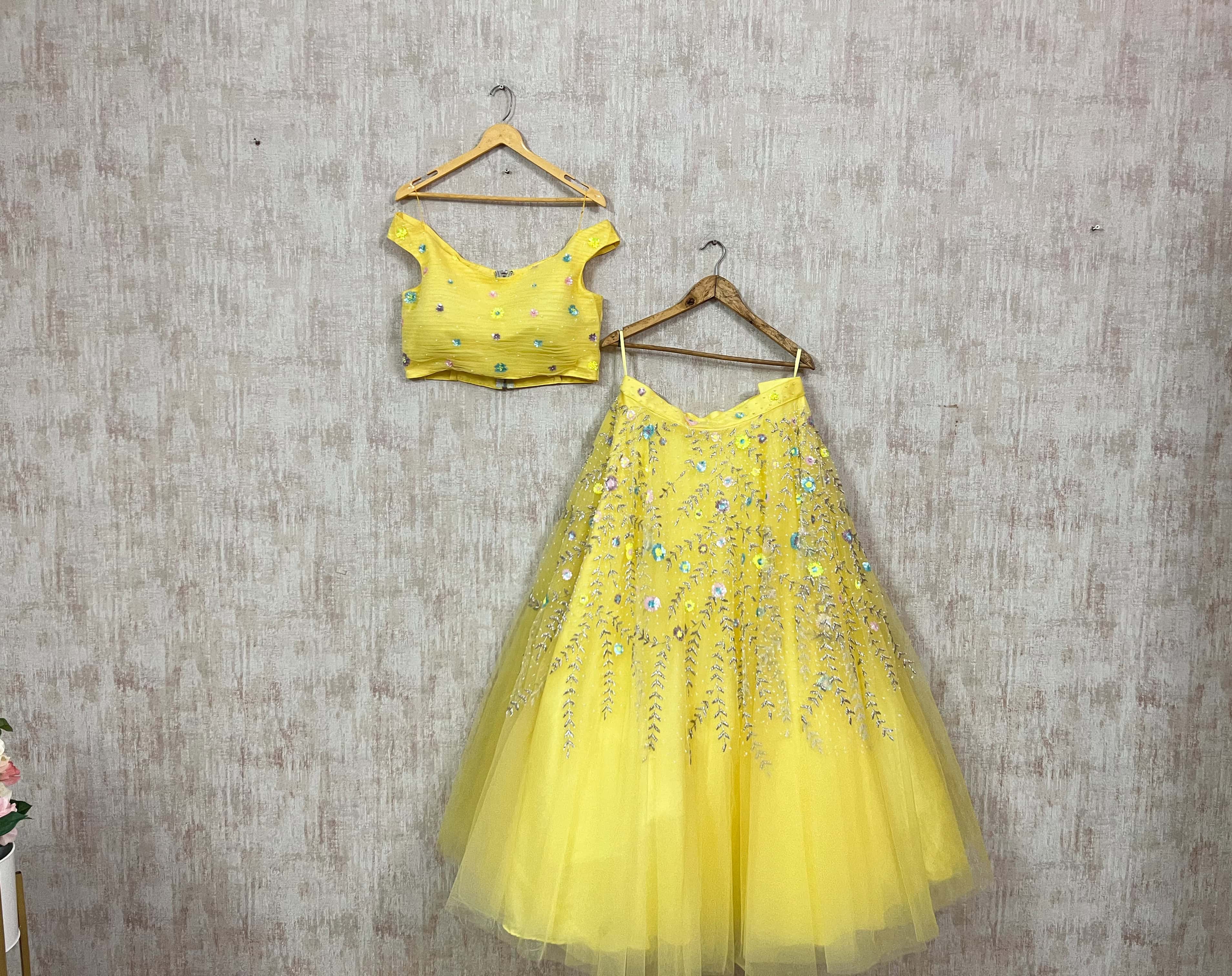 Yellow Sequin Embroidered Lehenga Set