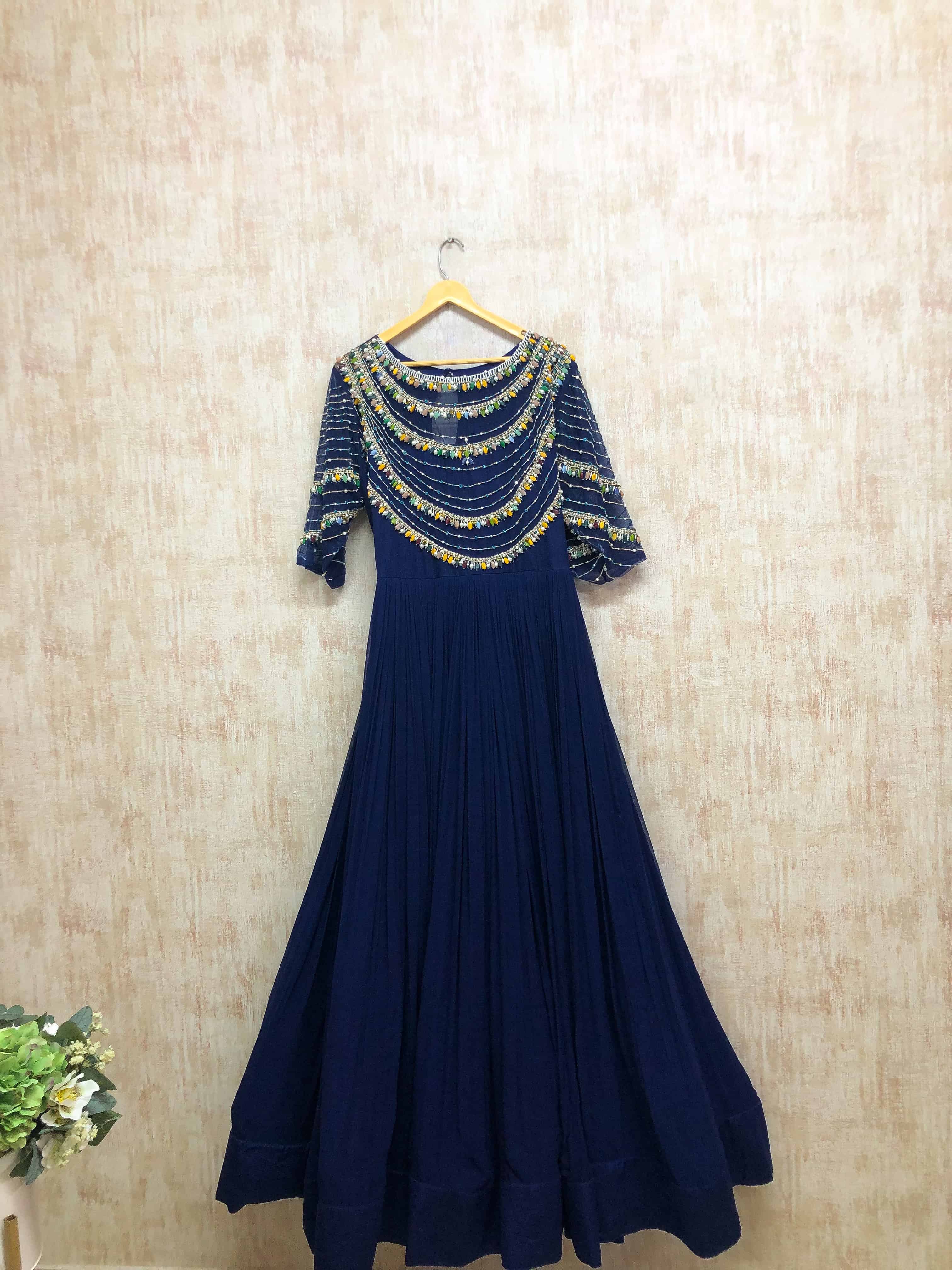 Royal Blue Embroidered Anarkali Gown
