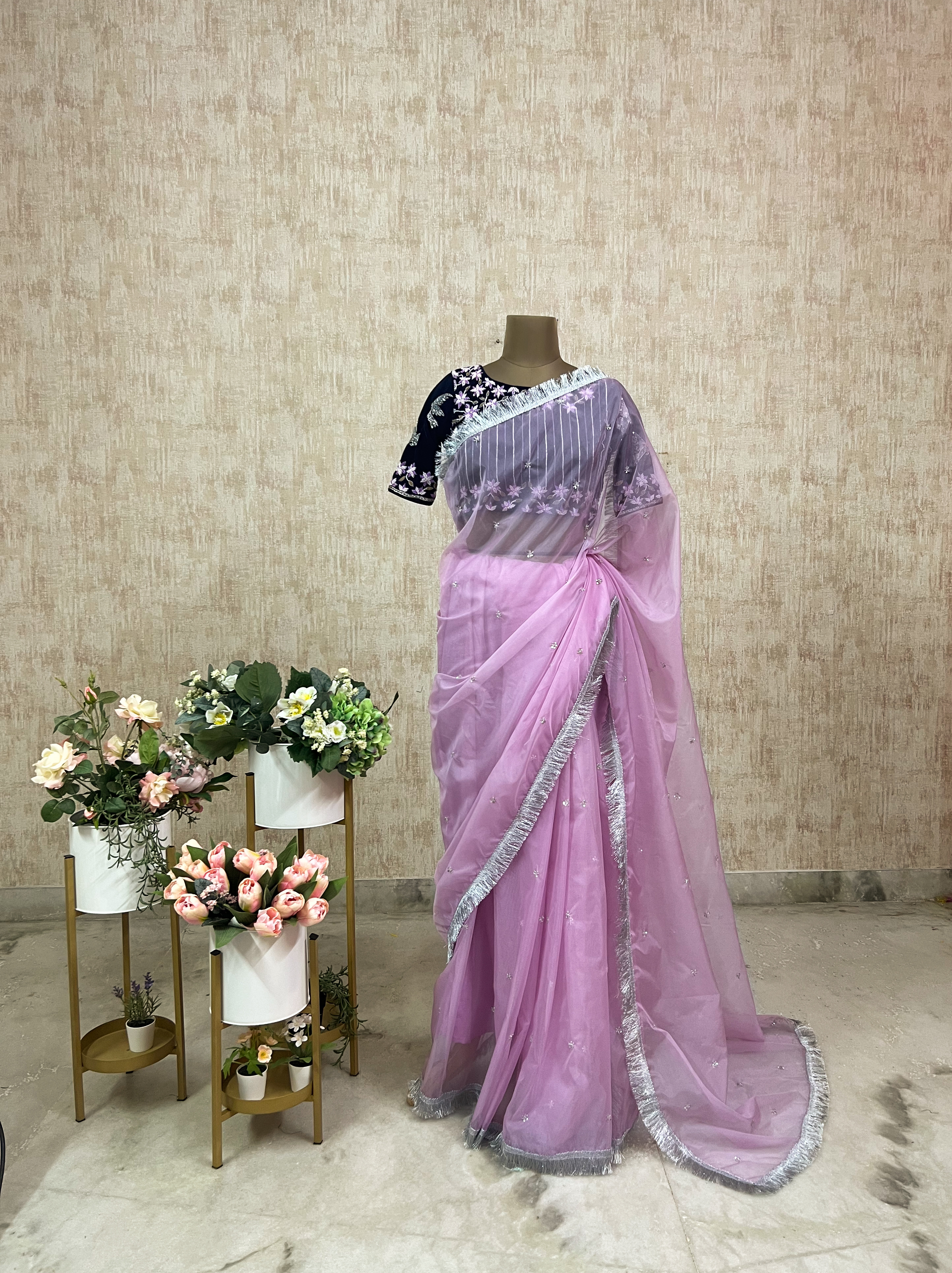 Blush Organza Saree Set