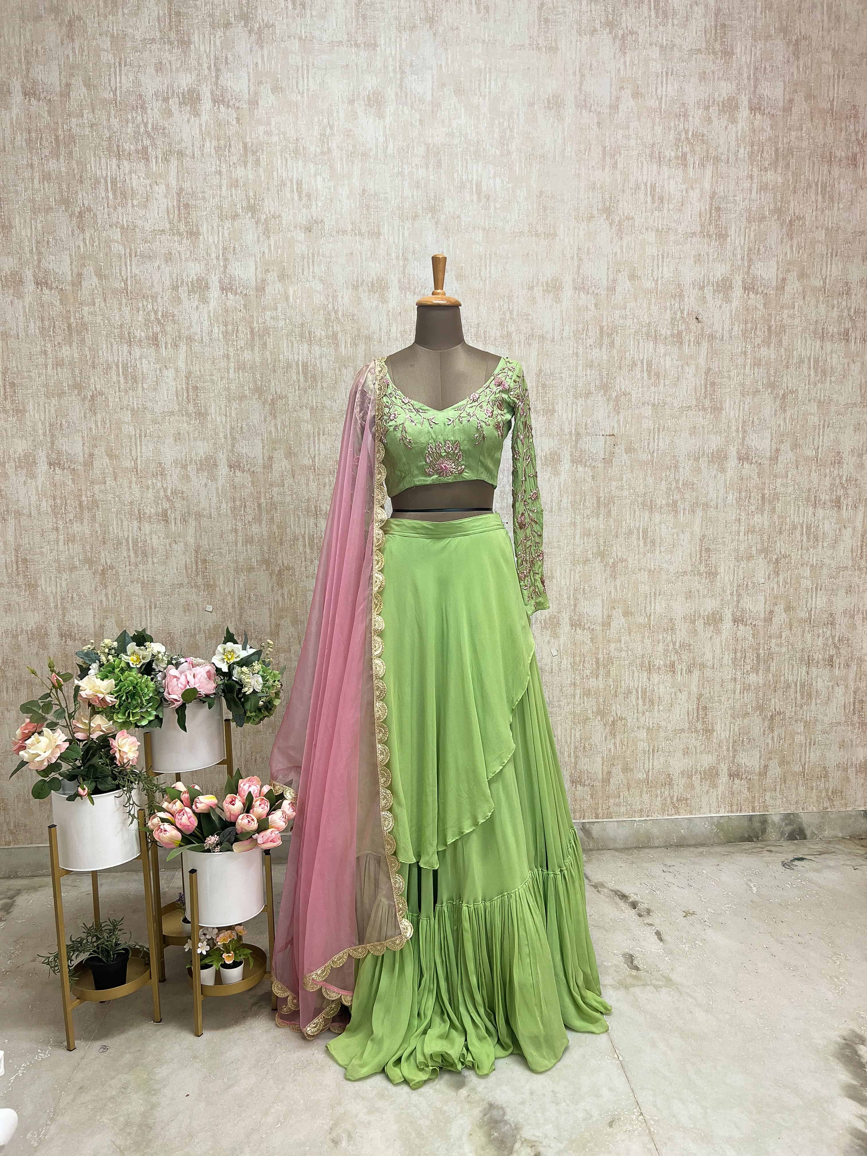 Mint Blossom Lehenga