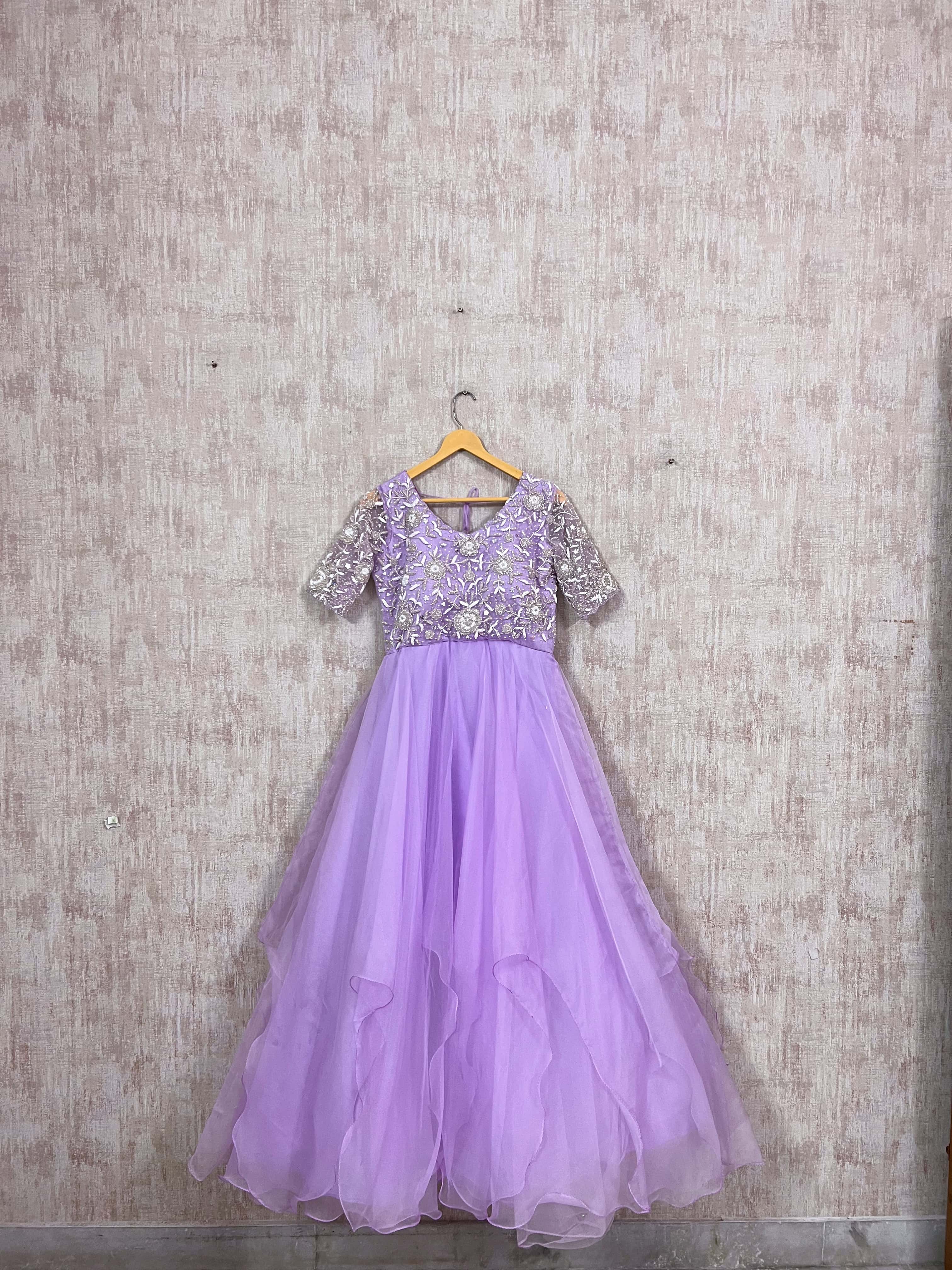 Lavender Embroidered Tulle Gown