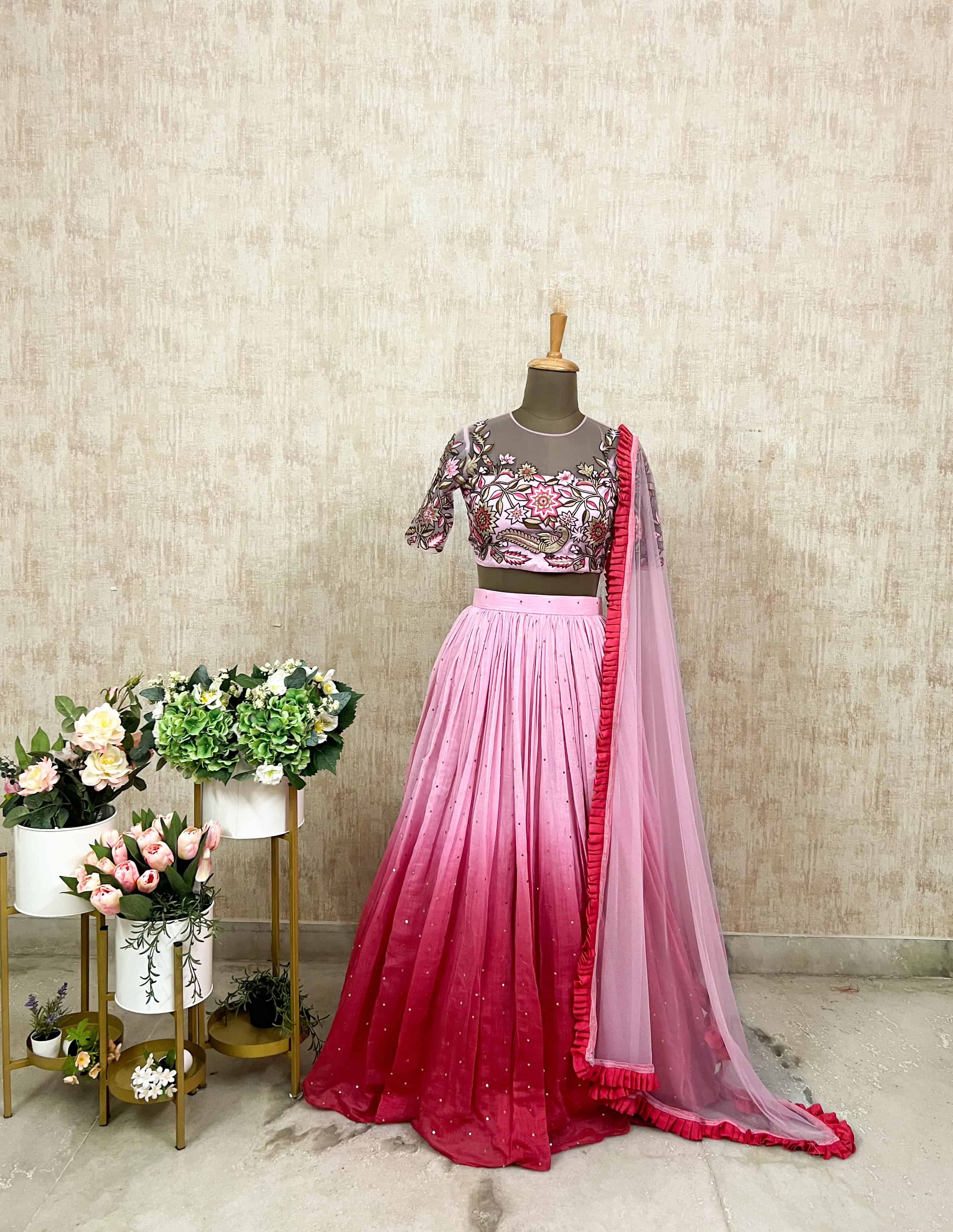 Blush Ombre Embroidered Lehenga