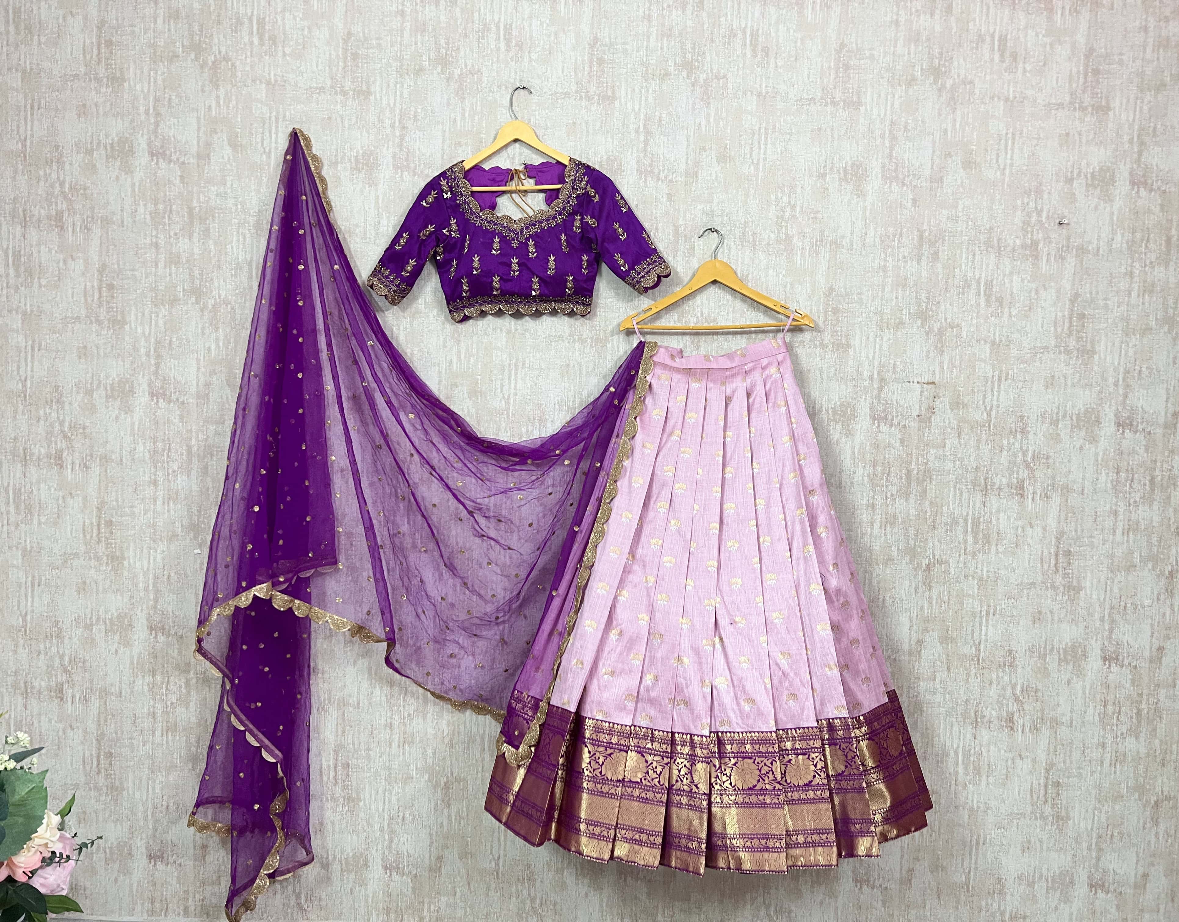 Purple & Pink Embroidered Lehenga