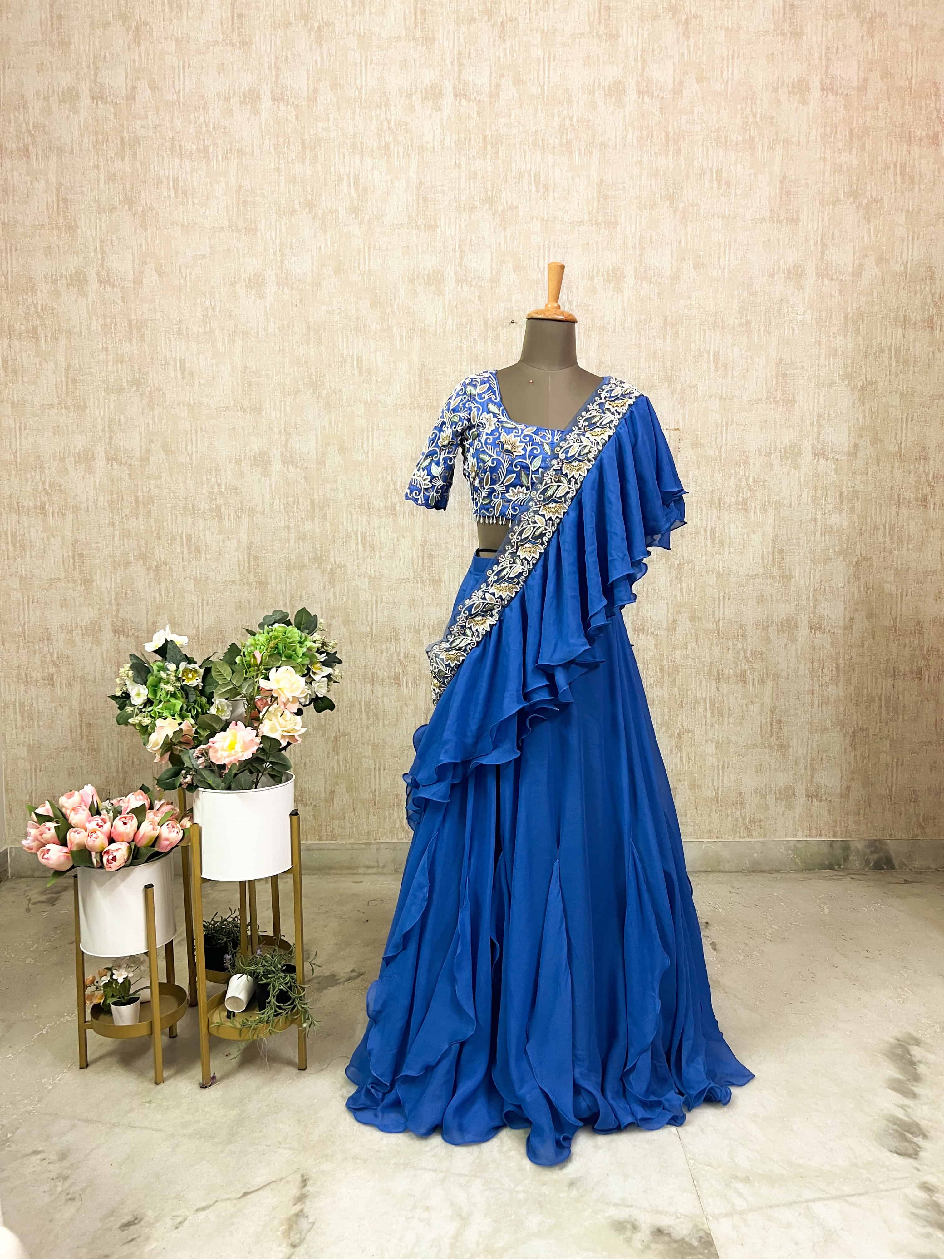 Royal Blue Ruffle Lehenga