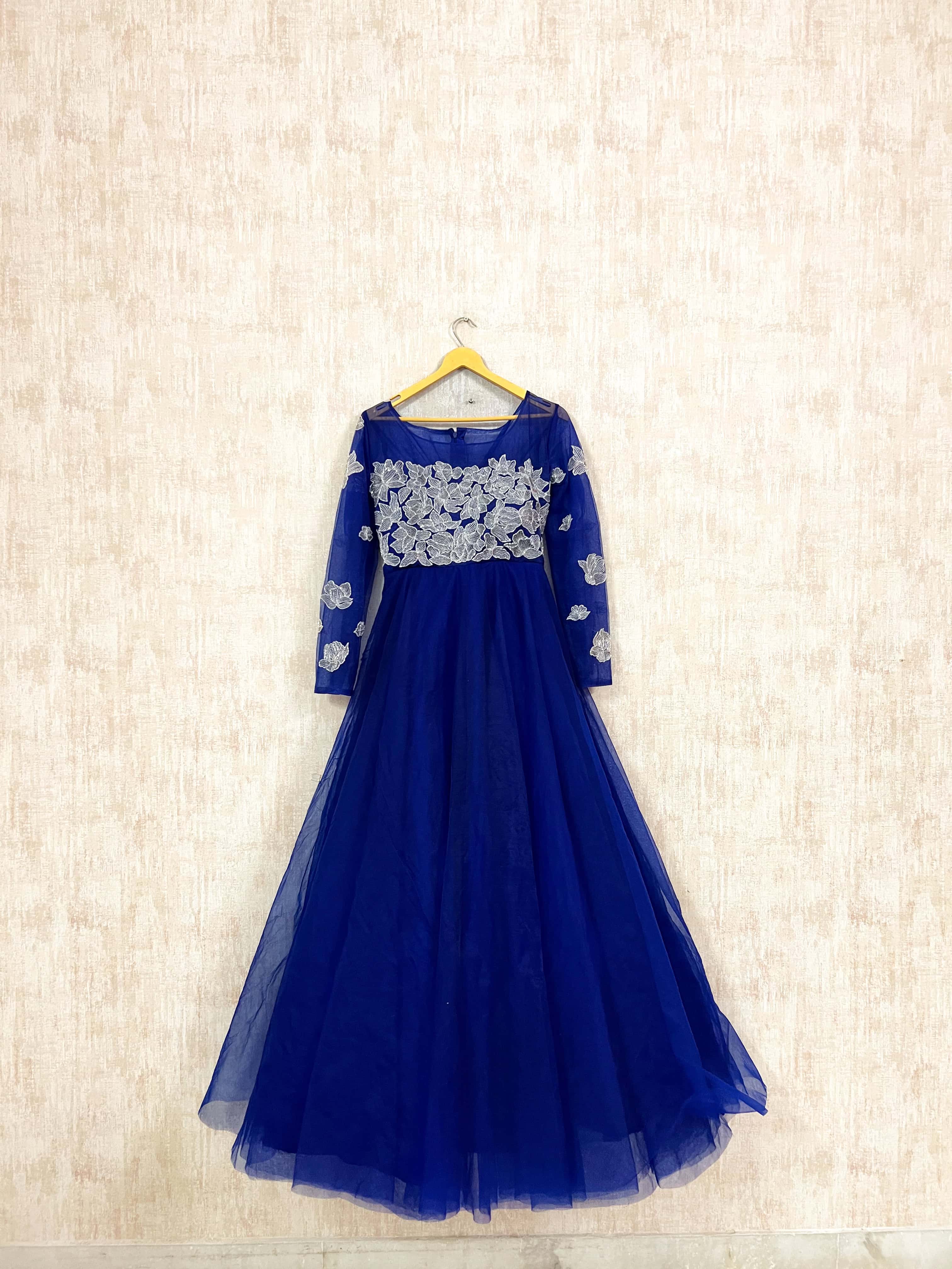 Royal Blue Embroidered Gown