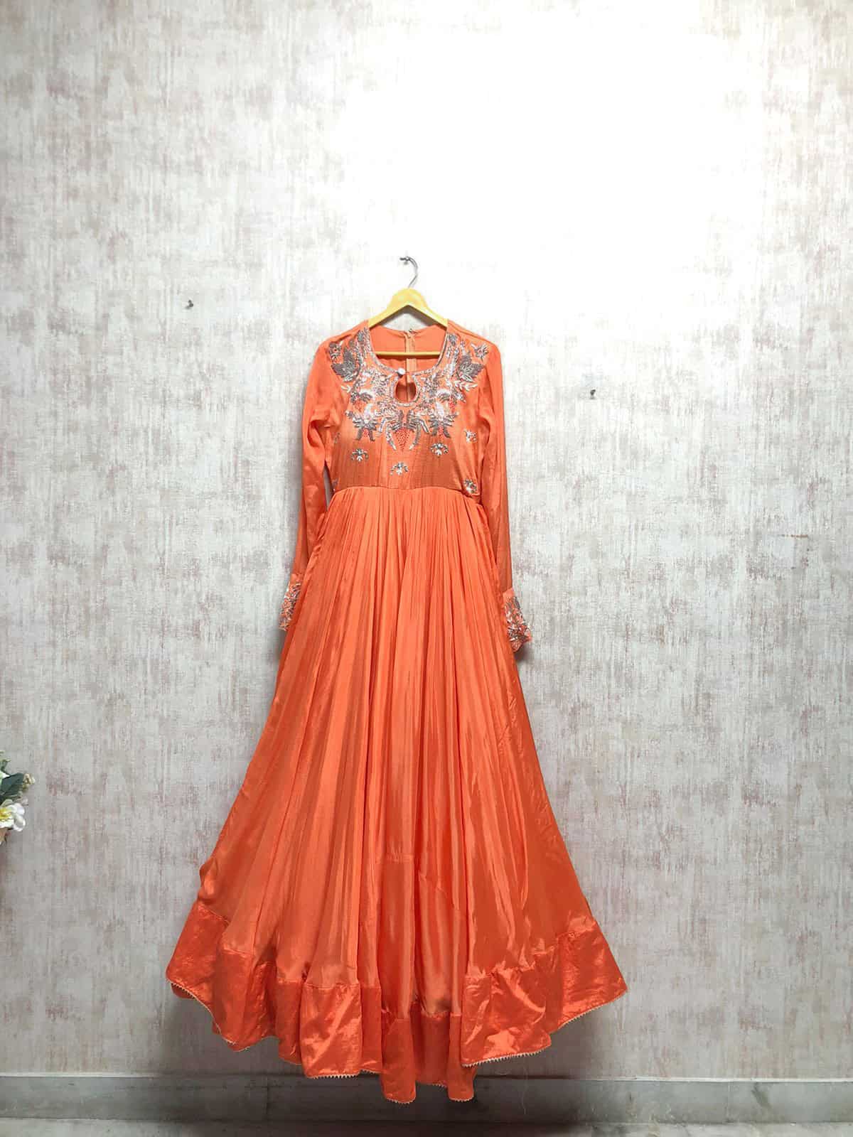 Peach orange Anarkali Gown