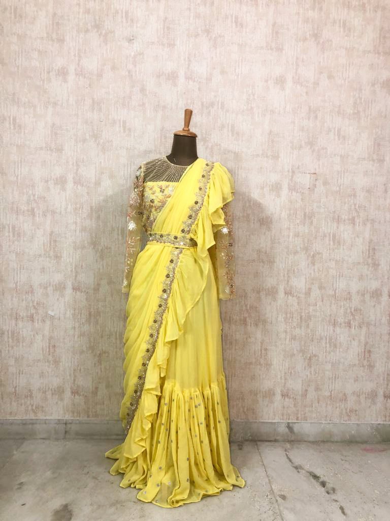 Sunflower drape Saree