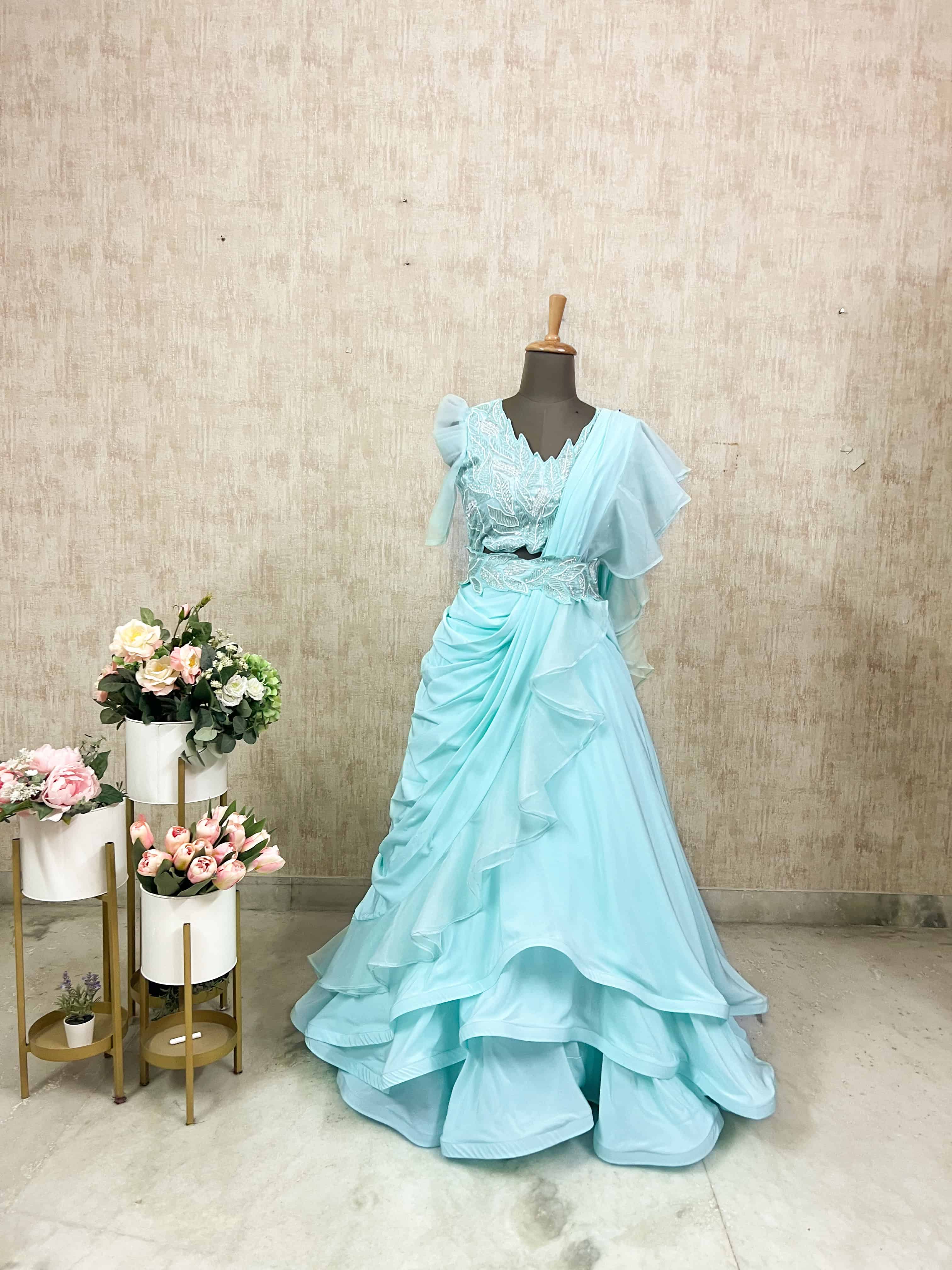 Aqua Dream Ruffle lehenga